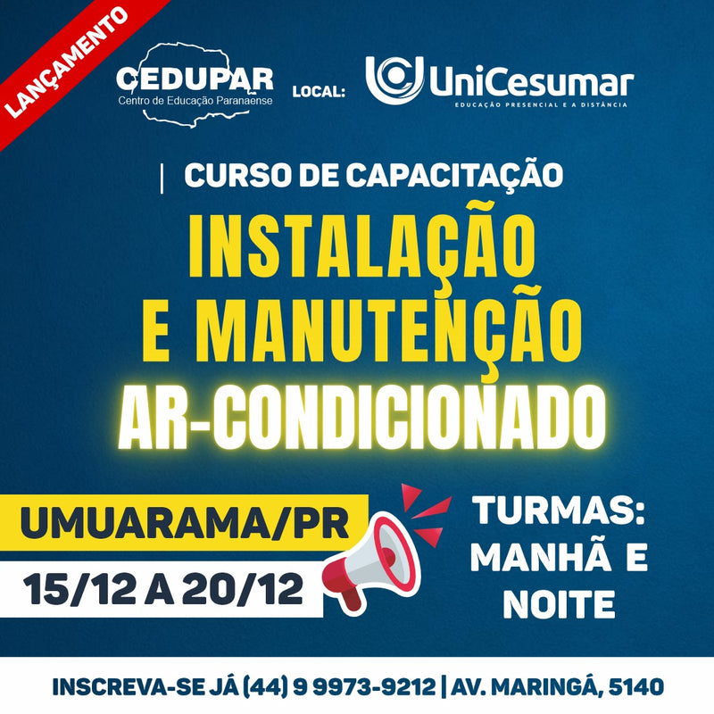 CURSO DE AR-CONDICIONADO UMUARAMA (MANHÃ E NOITE)